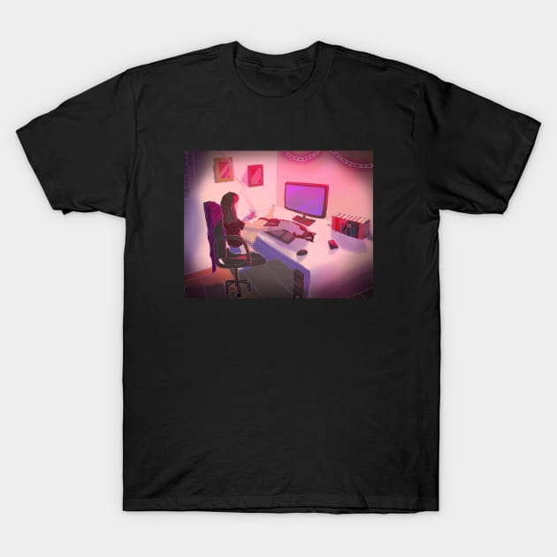 Cosy computer time T-Shirt by Oreoballpandacat